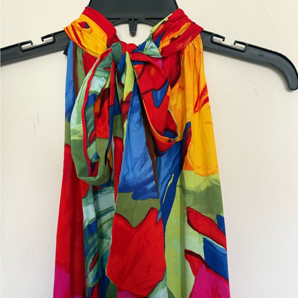MSK Vibrant Floral Maxi Dress - Red, Orange, Green - Picture 9 of 11